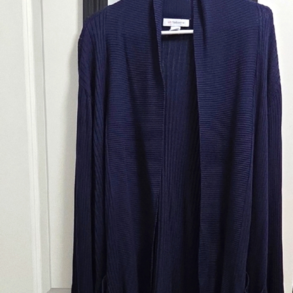 Liz Clairborne Navy Blue Open Front Cardigan Sweater